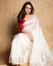 Elegant White Cotton Silk Saree with Light Zari Highlights