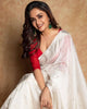 Elegant White Cotton Silk Saree with Light Zari Highlights