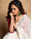 Elegant White Cotton Silk Saree with Light Zari Highlights