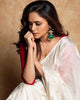 Elegant White Cotton Silk Saree with Light Zari Highlights