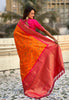 Turquoise Orange Banarasi Silk Saree – Festive Radiance in Every Drape