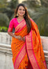 Turquoise Orange Banarasi Silk Saree – Festive Radiance in Every Drape