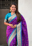 Turquoise Purple Banarasi Silk Saree – Festive Radiance in Every Drape