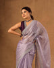 Dusty Lavender Designer Saree with Sequin Lines and Lace Border