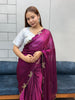 Aarvi Wine Purple Floral Embroidered Saree