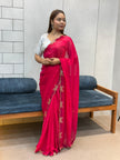 Aarvi Rani Pink Floral Embroidered Saree