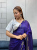 Aarvi Navy Blue Floral Embroidered Saree