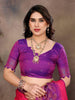 Sharvika Dark Pink & Purple Banarasi Leaf Woven Silk Saree
