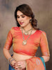 Sharvika Sky Blue & Orange Banarasi Leaf Woven Silk Saree