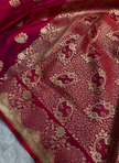 Rani Wine Banarasi Silk Saree with Heavy Floral Paisley Gold Zari Work