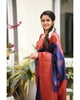 Kavya - NavyBlue Soft Banarasi Silk Saree with Copper Jacquard Buttas