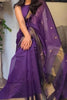 Bhavna - Purple Pure Linen Silk Saree with Jacquard Weaving