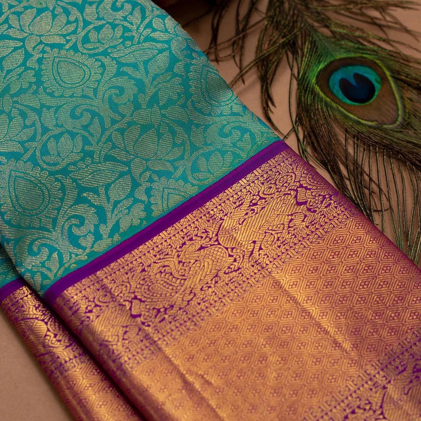 Saarya - Rama Green Soft Silk Jacquard Saree