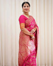 Rukmini – Dark Pink Soft Banarasi Silk Saree with Jacquard Weaving