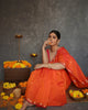 Mithali – Orange Pure Linen Silk Saree with jacquard weaving work