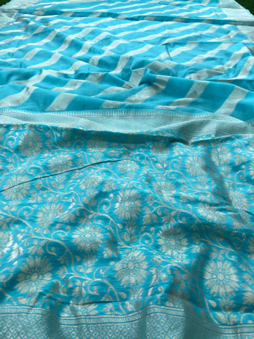 Valiba Beautiful Firozi Rich Pallu And Jacquard Saree