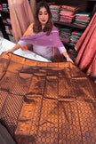 Aastha - Navy Bue Soft Silk Saree with Jacquard Woven Motifs
