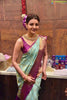 Tanvika - Sky Soft Banarasi Silk Saree with Wine Jacquard Border