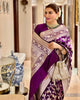 Dipali - Wine Banarasi Silk Saree with Silver Zari Floral Weaving