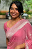 Sushila – Pink Pure Linen Silk Saree with Jacquard Detailing