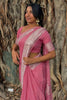 Sushila – Pink Pure Linen Silk Saree with Jacquard Detailing