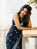 Samaira - Black Soft Silk Saree with Subtle Jacquard and Matching Blouse