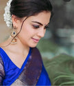 Nayira - Royal Blue Soft Silk Saree with Silver Zari Border and Matching Blouse