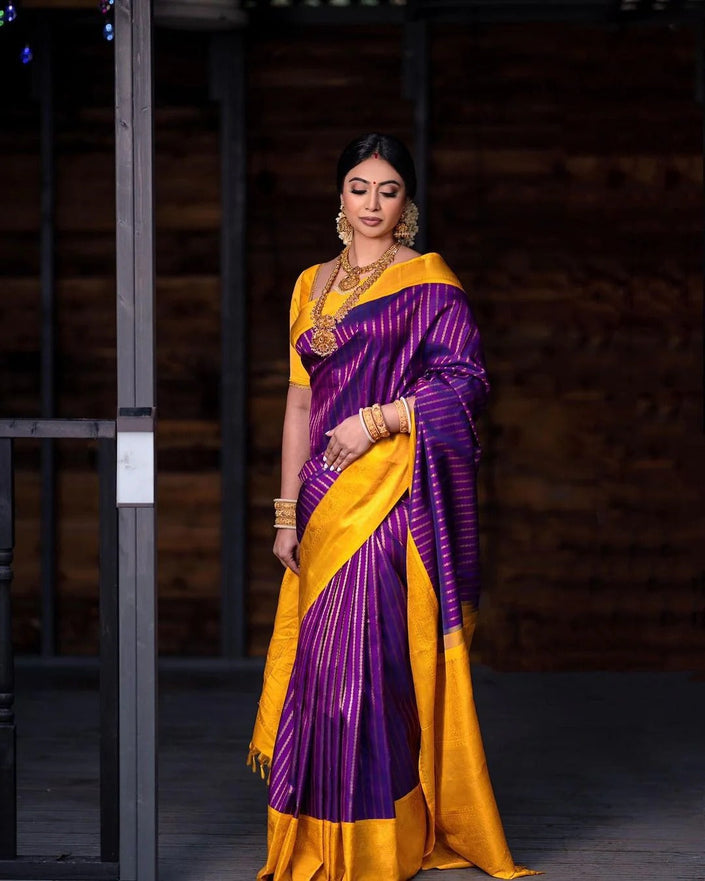 Anvi - Yellow Soft Banarasi Silk Saree with Jacquard Work