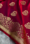 Rani Wine Banarasi Silk Saree with Heavy Floral Paisley Gold Zari Work