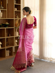 Rose Pink and Rani Pink Silk Saree with Woven Border