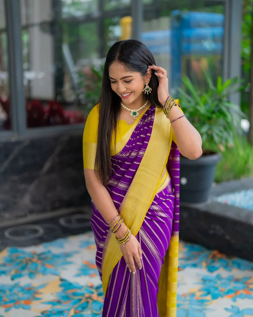 Kasavu – Banarasi Soft Silk Saree with Gold Zari Weaving and Timeless Charm