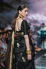 Black With Golden Butta & Zari Party Wear Lichi Designer Lichi Silk  Weaving