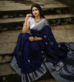 Navy Blue With Silver Patta Soft Banarasi Silk Traditional Saree