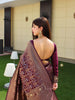 Maroon Panddi With Zari Boder Banarasi Soft silk Saree