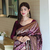 Maroon Panddi With Zari Boder Banarasi Soft silk Saree