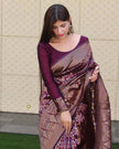 Maroon Panddi With Zari Boder Banarasi Soft silk Saree