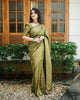 Light Green Banarsi Saree & Blouse Golden Zari Weaving