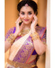 Cream With Purple Color Party Wear Designer Lichi Silk