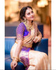 Cream With Purple Color Party Wear Designer Lichi Silk