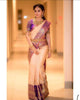 Cream With Purple Color Party Wear Designer Lichi Silk