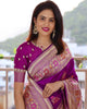 Kanchipuram Royal Purple Soft Silk Banarasi Lichi Silk Saree