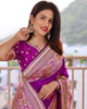 Kanchipuram Royal Purple Soft Silk Banarasi Lichi Silk Saree