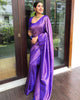 Dark Blue And Lichi Silk Saree