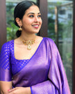 Dark Blue And Lichi Silk Saree