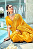 Dandelion Yellow Lichi Silk Zar  Saree Weaving