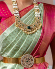 Pista With Green Soft Lichi Silk Woven Kanjivaram Saree Weaving