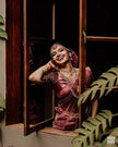 Dark Red Wedding Wear Rasam Lichi silk saree