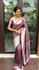 Maroon And Silver Raw Silk Traditional Weaving Work Saree