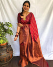 Dark Maroon Beautiful Party Wear Soft Silk Lichi silk i Exclusive Saree
