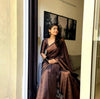 Dark Green Copper Zari Lichi silk Saree